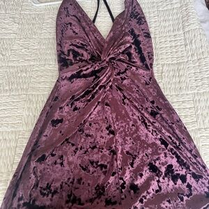 Elegant Velvet Halter Dress in Purple